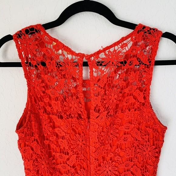 Skies Are Blue Dress XS Red Crochet Lace Mini Sleeveless Summer Colorful Preppy - Picture 4 of 10